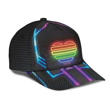 Rainbow Heart Proud Lgbt Baseball Cap, 3D All Over Printing Cap Hat For Gay Couple, Lesbian Accessories CO0327