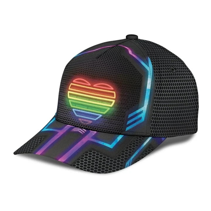 Rainbow Heart Proud Lgbt Baseball Cap, 3D All Over Printing Cap Hat For Gay Couple, Lesbian Accessories CO0327