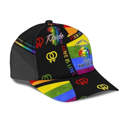 Custom Pride Cap For Gay, Pride Hastage Rainbow Lgbt All Over Printed Baseball Cap Hat, Les Gifts CO0302