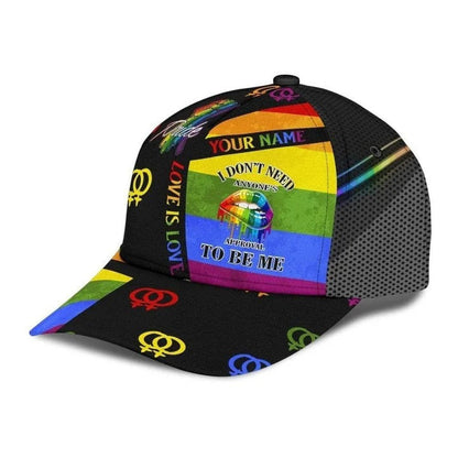 Personalized With Name Lgbtq Cap, I Don't Need Anyone's Approval Lgbt Printing Baseball Cap Hat CO0303