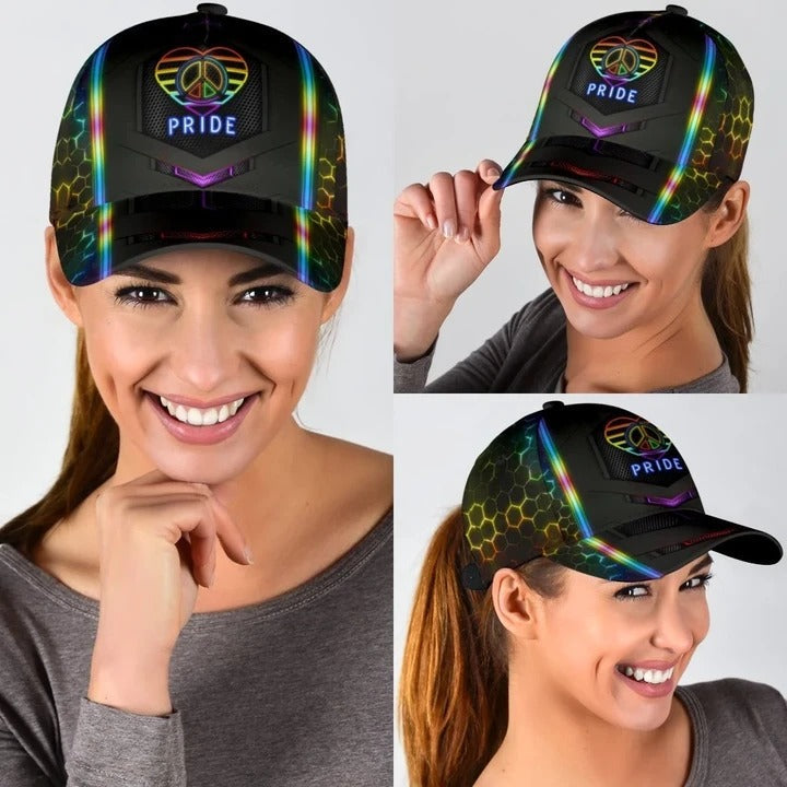 Pride Cap, Hand Drawn Heart Love Is Love LGBT Printing 3D Baseball Cap Hat, Gay Gifts CO0259
