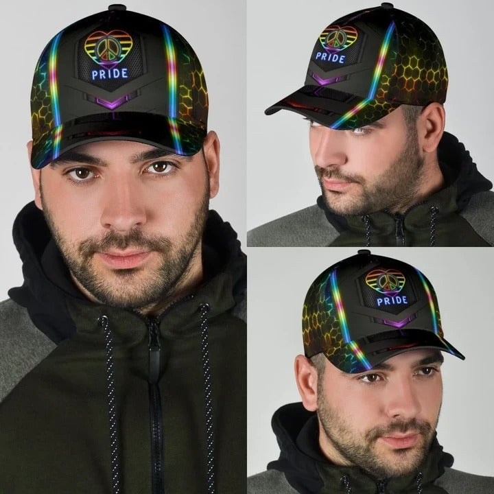 Pride Cap, Hand Drawn Heart Love Is Love LGBT Printing 3D Baseball Cap Hat, Gay Gifts CO0259