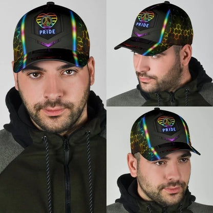 Pride Cap, Hand Drawn Heart Love Is Love LGBT Printing 3D Baseball Cap Hat, Gay Gifts CO0259