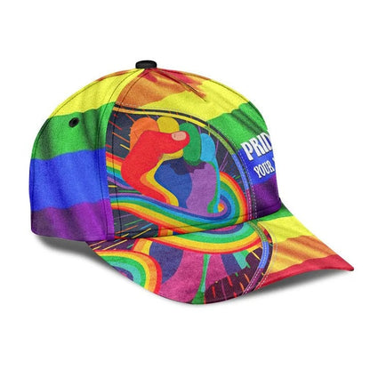Custom Name Colorful Heart Pride Cap For Couple Gay Man, Be Strong Lgbt Printing Baseball Cap Hat CO0245