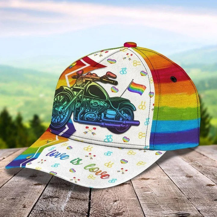 Pride Baseball 3D Cap, All For Love Biker LGBT Printing Baseball Cap Hat, 3D Printed Lgbt Hat CO0239
