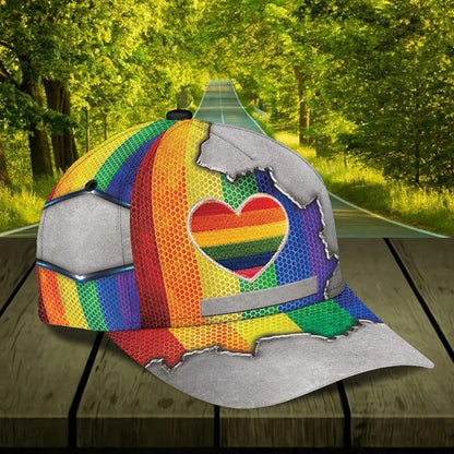 Custom Name Colorful Heart Pride Cap For Couple Gay Man, Be Strong Lgbt Printing Baseball Cap Hat CO0245