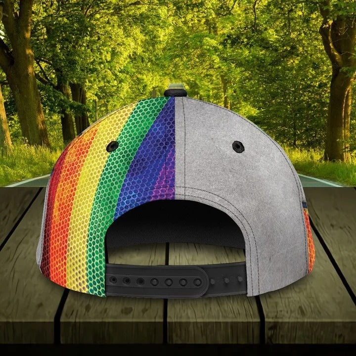 Custom Name Colorful Heart Pride Cap For Couple Gay Man, Be Strong Lgbt Printing Baseball Cap Hat CO0245