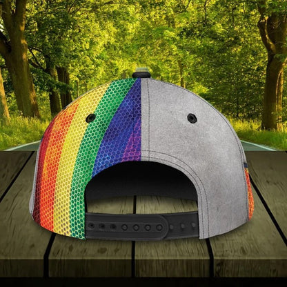 Custom Name Colorful Heart Pride Cap For Couple Gay Man, Be Strong Lgbt Printing Baseball Cap Hat CO0245