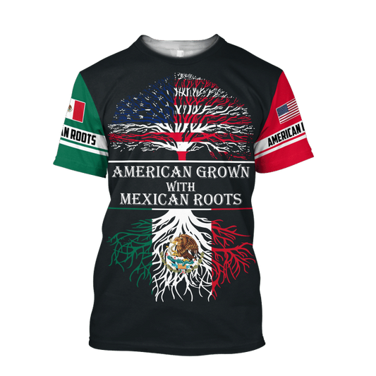 American Grown With Mexican Roots 3D All Over Printed Shirts Unisex Mexico T Shirt TO1619