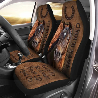 Custom Car Seat Cover For Horse Lover Get In Shut Up Horse Auto Seat Protector Leather Pattern SO0006