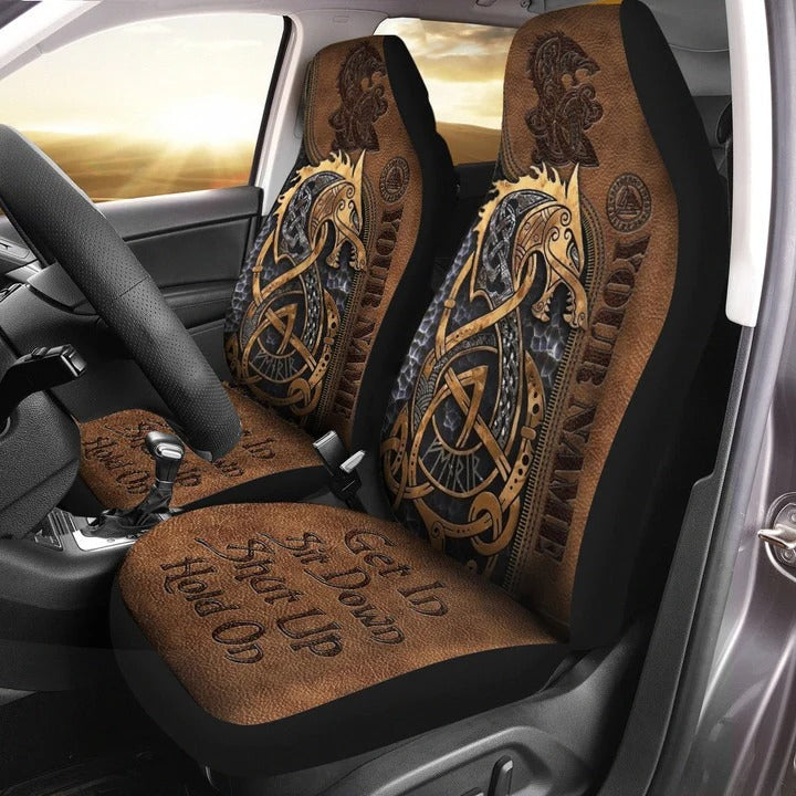 Personalized Name Viking Fenrir Tattoo Car Seat Covers Universal Fit SO0334