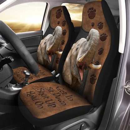 3D All Over Printed Elephant Car Seat Cover Brown Leather Pattern, Shut Up Hold On Seat Cover SO0058