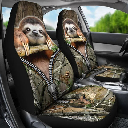Sloth Front Car Seat Cover With Zip Pattern SO0331