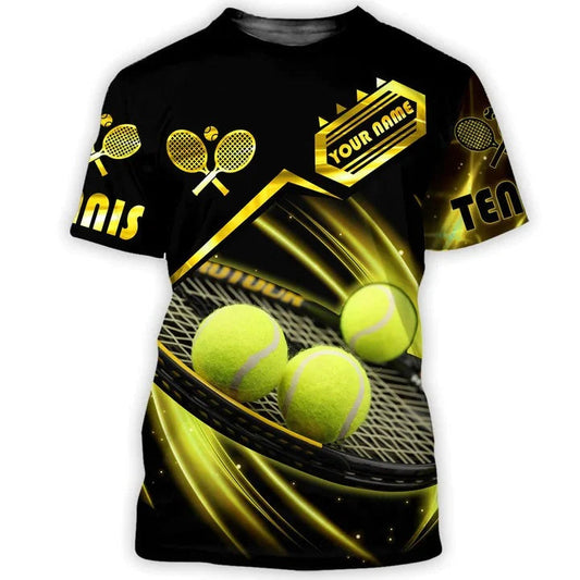 Personalized 3D Tennis T Shirt Black Gold Pattern Tennis Player Shirt, Gift For Tennis Lover Tennis Player TO2851
