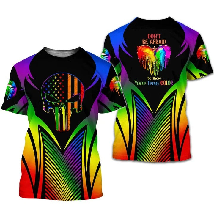 3D All Over Printed Lgbt Shirt For Pride Skull Pride Love Is Love 3D Tee Shirt, I Live To Make A Difference T Shirt 3D LO0952