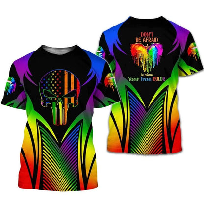 3D All Over Printed Lgbt Shirt For Pride Skull Pride Love Is Love 3D Tee Shirt, I Live To Make A Difference T Shirt 3D LO0952