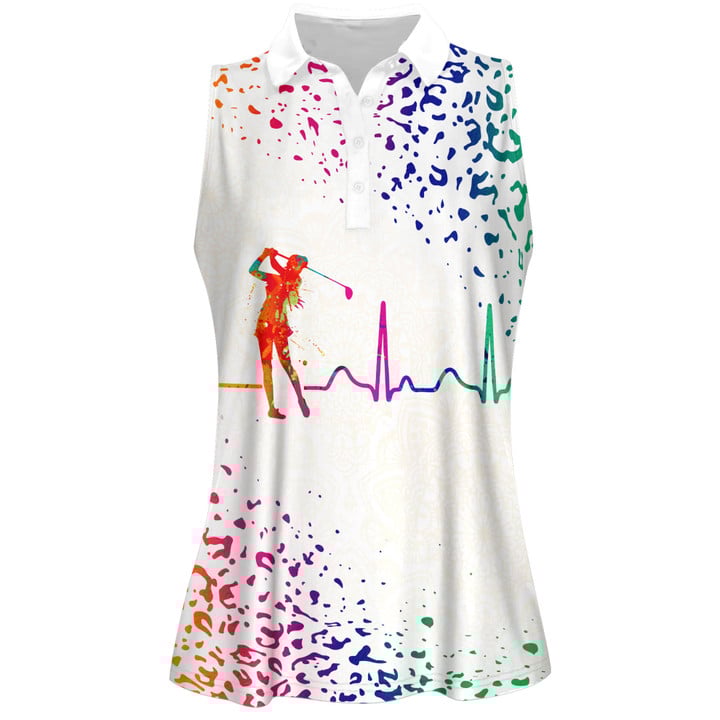 3D All Over Print Polo Shirt, Watercolor Leopard Golf Heart Beat Women Shirt SO1407