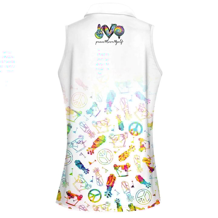 Peace Love Golf Tie Dye Women Short Sleeve Polo Shirt Sleeveless Polo Shirt SO0519