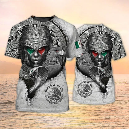 3D All Over Print Mexico Pride Tee Shirt, Azteca Shirt, Aztec Pattern Mexican Shirts For Him TO2633