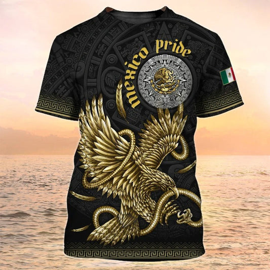 3D All Print Mexico Pride T Shirt Men Aztec Shirts TO2632