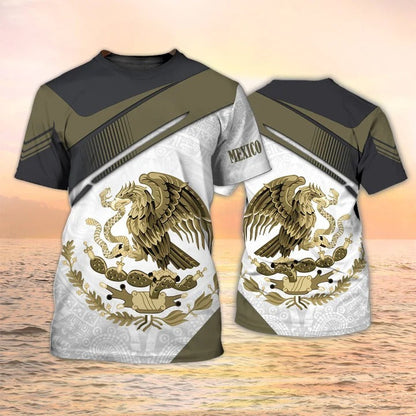 Mexico Coat Of Arm Shirt White Mexican 3D Full Print T Shirt TO2631