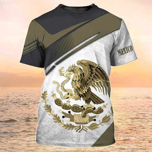 Mexico Coat Of Arm Shirt White Mexican 3D Full Print T Shirt TO2631