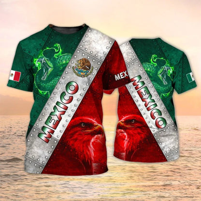 3D Mexico Shirt Metal Patern, Snake Eagle Mexican Shirts, Aztec Shirt TO2629