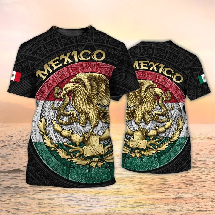 3D All Over Print Mexico T Shirt For Men Women, Mexican Shirts Aztec Eagle Pattern TO2623