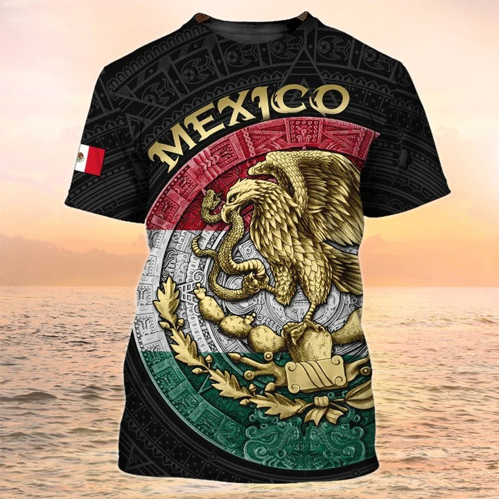 3D All Over Print Mexico T Shirt For Men Women, Mexican Shirts Aztec Eagle Pattern TO2623