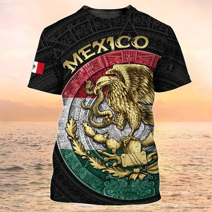 3D All Over Print Mexico T Shirt For Men Women, Mexican Shirts Aztec Eagle Pattern TO2623
