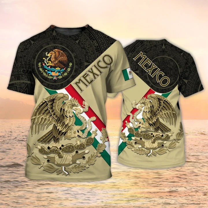 Mexican T Shirt Mexico Coat Of Arm Aztec Men Shirt, Unisex Mexican Shirt 3D TO2622
