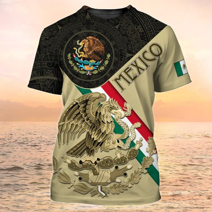 Mexican T Shirt Mexico Coat Of Arm Aztec Men Shirt, Unisex Mexican Shirt 3D TO2622