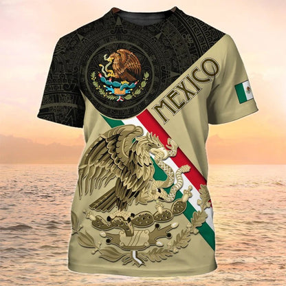 Mexican T Shirt Mexico Coat Of Arm Aztec Men Shirt, Unisex Mexican Shirt 3D TO2622