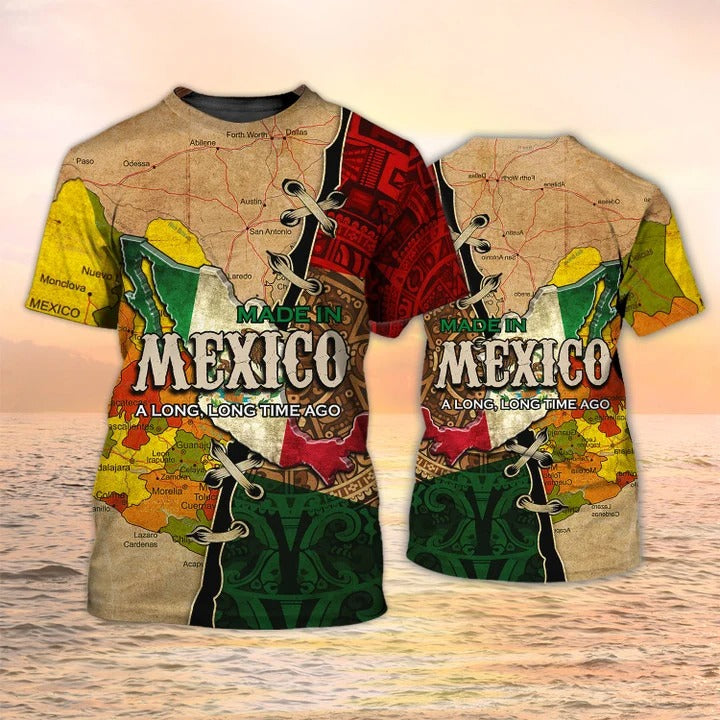 3D All Over Print Mexico Map Shirt, A Long Time Ago Mexican Shirt Men Women TO2626
