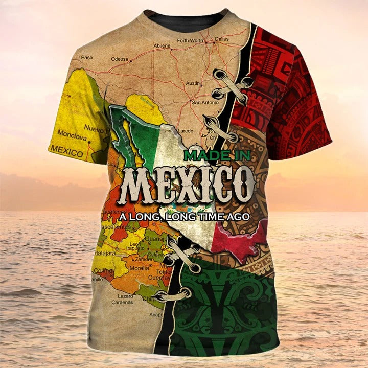 3D All Over Print Mexico Map Shirt, A Long Time Ago Mexican Shirt Men Women TO2626