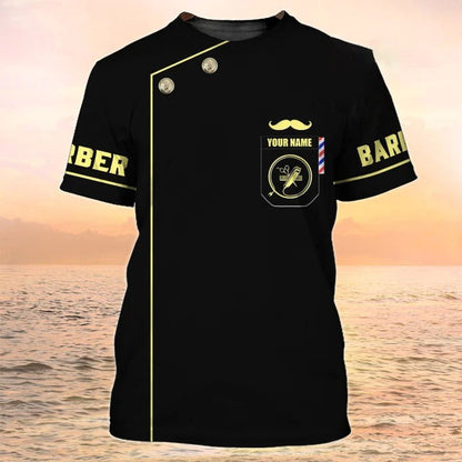 Personalized 3D Black Shirt For Barber Men Women, Barber Shop Uniform TO2039