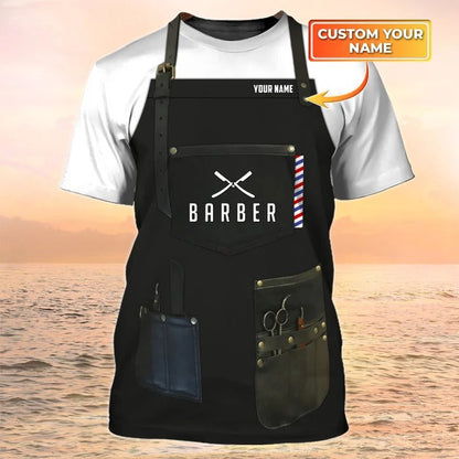 Barber T Shirt Custom Barber Apron 3D Print TO2040