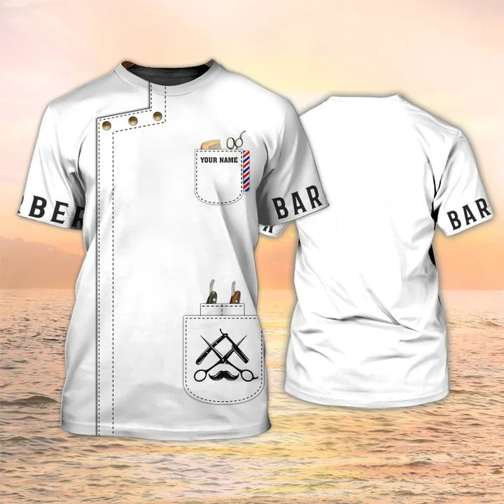 Barber T Shirt Custom Barber Shop Shirt White Barber Uniform TO2041