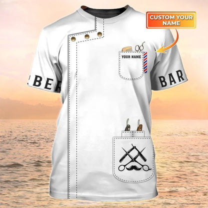 Barber T Shirt Custom Barber Shop Shirt White Barber Uniform TO2041