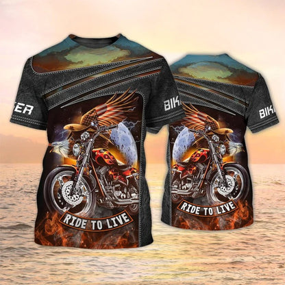 3D Printed Motorcycle T Shirt Eagle Biker Shirt For Men, Biker Dad Gift TO2542