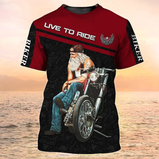 3D All Over Print Biker Shirt Live To Ride, Men Biker Gifts TO2541