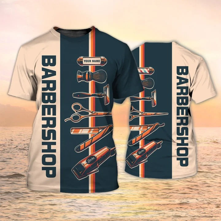 Customized Barber T Shirt, Barber Tools Uniform Shirt Men Women, Barber Shop Tshirt TO2038