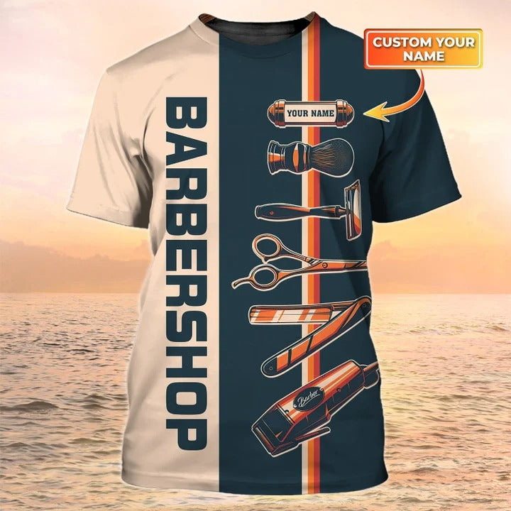 Customized Barber T Shirt, Barber Tools Uniform Shirt Men Women, Barber Shop Tshirt TO2038