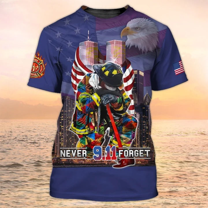 Never Forget Shirt, Firefighter Tshirt, Men's, Fire Dept T shirts, Patriotic Shirt TO2238