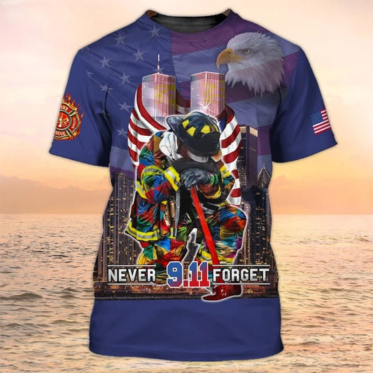 Never Forget Shirt, Firefighter Tshirt, Men's, Fire Dept T shirts, Patriotic Shirt TO2238