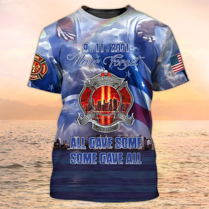 Never Forget Sep 11 T Shirt Men Women, Firefighter Tshirt American Memorial Shirt TO2237