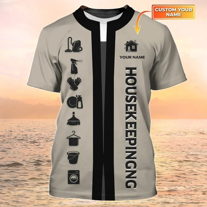 Housekeeping 3D All Over Printed T shirts Cleaning Company Shirts Housekeeping Uniform Shirts TO2197