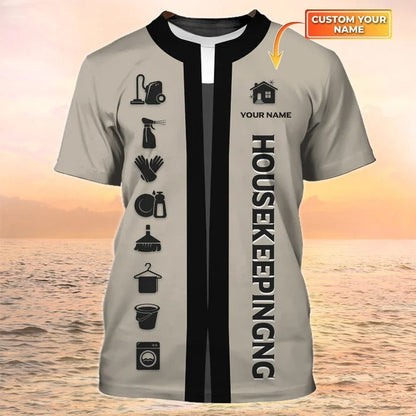 Housekeeping 3D All Over Printed T shirts Cleaning Company Shirts Housekeeping Uniform Shirts TO2197