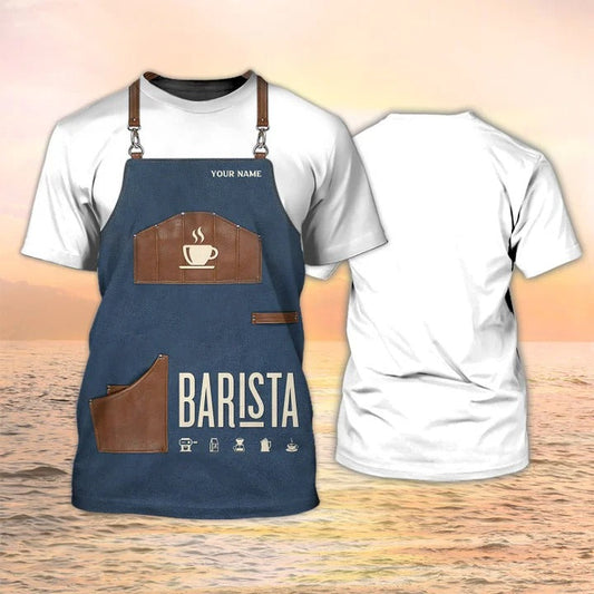 Custom Barista Shirt Barista Apron 3D Print Shirt Coffee Shop Uniform TO2247