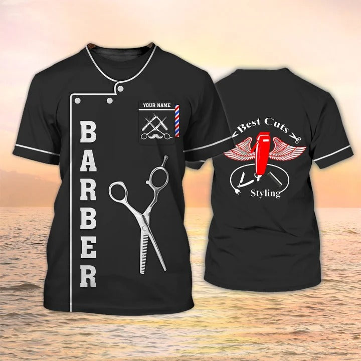 Barber Shop T Shirts Custom Barber T Shirts Black Best Cuts Styling Shirt TO2289